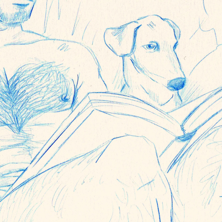 Un perro leyendo