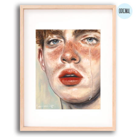 Cry Like a Man VII - Oil on paper, original artwork by Bran Sólo