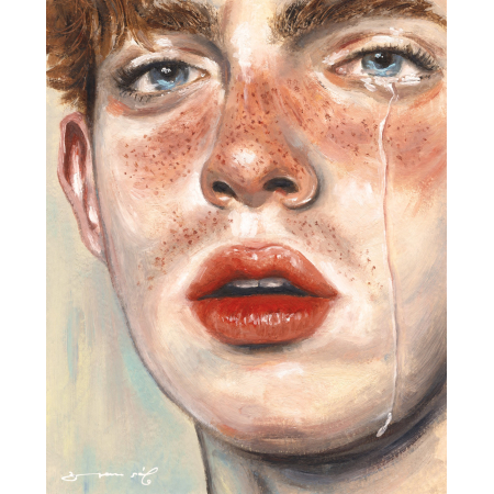 Cry Like a Man VII - Oil on paper, original artwork by Bran Sólo