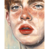 Cry Like a Man VII - Oil on paper, original artwork by Bran Sólo
